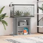 vidaXL Стойка за аквариум, сива, сонома, 80x35x60 см, инженерно дърво (833581)