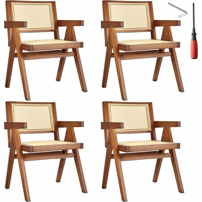 tectake Lissy s vídeňským pletením Tmavý dub 4 ks