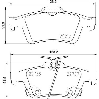 Sada brzdových platničiek, vždy 4 kusy v sade HELLA 8DB 355 037-661 (8DB355037661)
