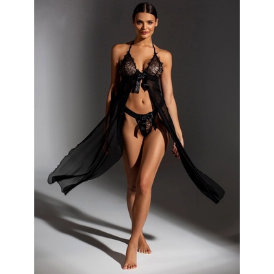 Gatta Bodywear Секси нощница с прашки в черен цвят isabellaeh-68572-black - Черен, размер s