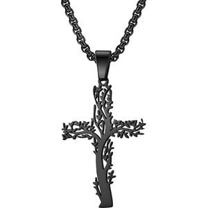 HARAHU Колие Tree Cross - Черна KP34111