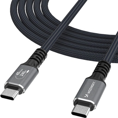 Wozinsky Здрав USB4 кабел с Thunderbolt 4 за устройства с USB-C порт - Wozinsky Thunderbolt 4 USB4 USB-C to USB-C Cable 240W (черен) (200 см) (WPS-UY42S)