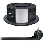 Solight PP120CW-PD20-B - колона с контакти за маса с Qi, 3x230V, USB-A, USB-C (SL1569)