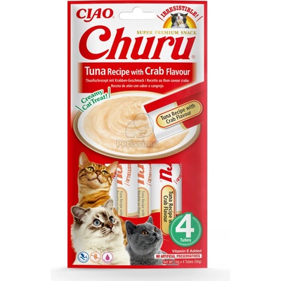 INABA Cat Ciao Churu кремообразна храна за котки - риба тон, раци 4 x 14 г