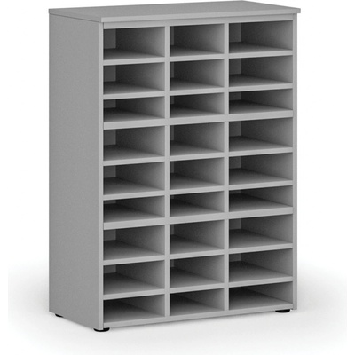 PRIMO Třídící regál GRAY, 800 x 420 x 1087 mm, 27 přihrádek, šedý