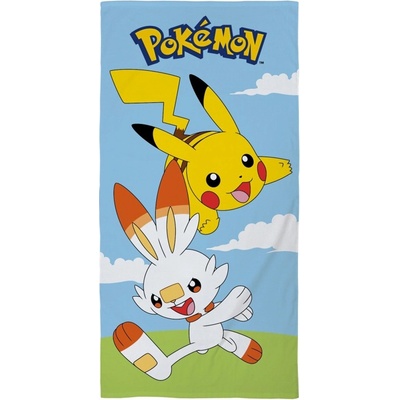 Halantex Plážová osuška Pokémoni Pikachu a Scorbunny 70 x 140 cm