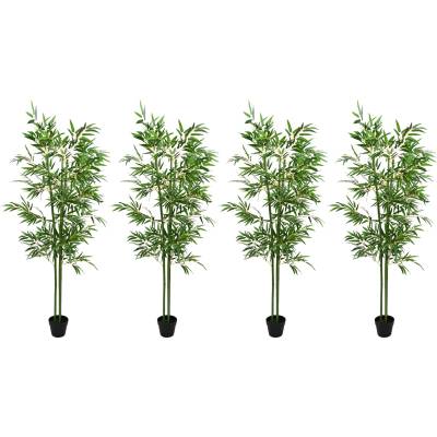vidaXL Изкуствено бамбуково дърво 4 pcs Зелено 60 x 18 x 190 см (42042060)