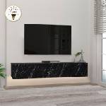 TopMebel Damla TopMebel меламинов стенен ТВ шкаф с LED осветление в черен мраморен ефект 180x29.5x29.5cm