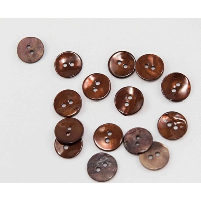 Perleťový gombík farbený - odtiene tmavšej hnedej - priemer 1,2 cm