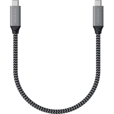 Satechi USB4 USB-C to USB-C Cable, 8K, 100W, 40Gbps - здрав USB4 кабел с въжена оплетка за устройства с USB-C порт (25 см) (черен)