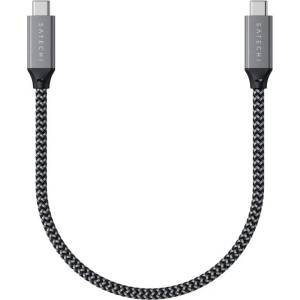 Satechi USB4 USB-C to USB-C Cable, 8K, 100W, 40Gbps - здрав USB4 кабел с въжена оплетка за устройства с USB-C порт (25 см) (черен)
