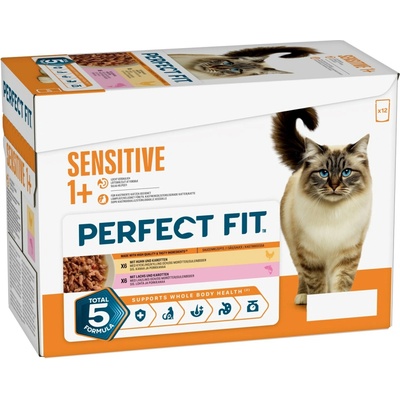 Perfect Fit Sensitive 1+ kuřecí a losos 48 x 85 g