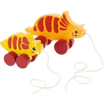 Trefl Дървена играчка за дърпане Динозавър Трицератопс