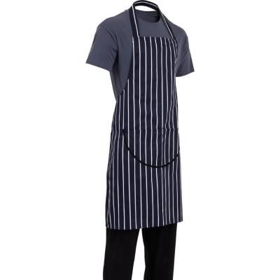 Whites Chefs Clothing zástěra s kapsou vzor řeznický proužek v námořnické modré