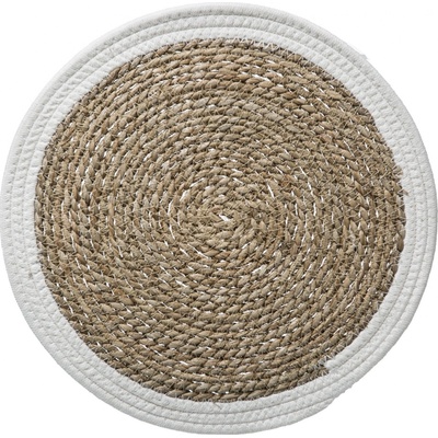 Secret de Gourmet prostírání z mořské trávy Happy s bílým okrajem O 38cm