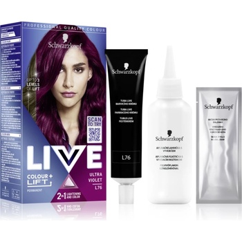 Schwarzkopf LIVE Colour + Lift перманентната боя за коса цвят L76 Ultra Violet