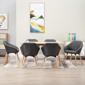 vidaXL Трапезни столове, 6 бр, тъмносиви, плат (278418)
