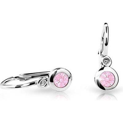Danfil dětské náušnice C1537 z bílého zlata s kamínkem Pink zapínání brizura