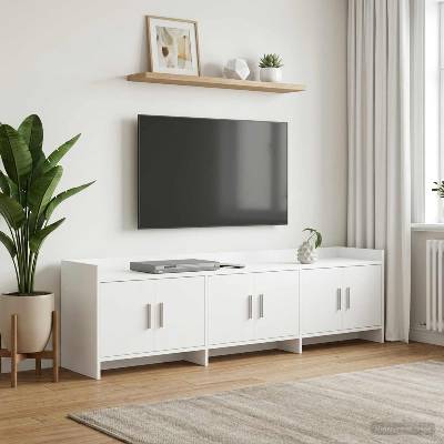 vidaXL ТВ шкаф 168 x 33 x 47 см Бяло Инженерна дървесина (8011203)