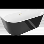 Mexen Oval свободностояща вана за стена 150 x 75 см, бяла/черна, златен прелив (52671507575-50)