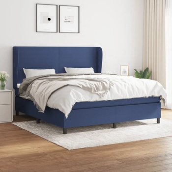 vidaXL Боксспринг легло с матрак, синьо, 160x200 см, плат (3127819)