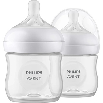 Philips Комплект 2 броя шишета за хранене Philips Natural Response - 125 ml, с биберон със сила на потока 2, 0+ m (00A.0609.001)