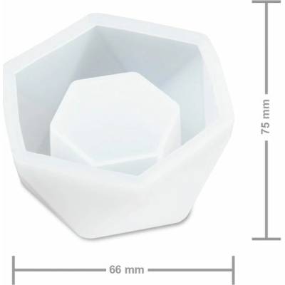 Manumi Silikónová forma na odlievanie krištáľovej živice hexagón kvetináč 75x66x37mm - 1 ks