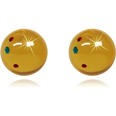 Šperky eshop ocelové náušnice žluté jantarové kuličky Z25.11