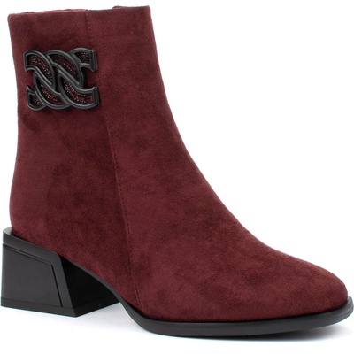 Велурени дамски боти в цвят бордо