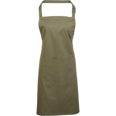 Premier Workwear Kuchyňská zástěra s laclem a kapsou Olivová