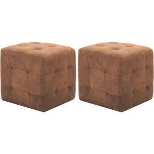 vidaXL Нощни шкафчета, 2 бр, кафяви, 30x30x30 см, изкуствен велур (249014)