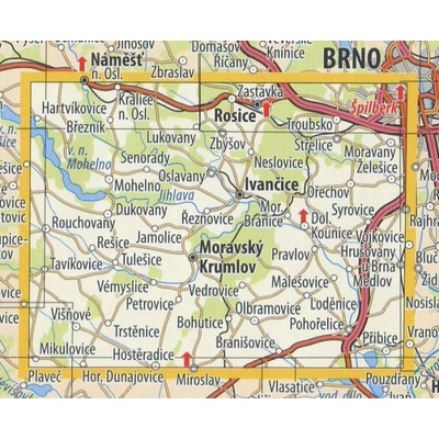 KČT 83 Okolí Brna - Ivančicko - nástěnná turistická mapa 90 x 60 cm Varianta: mapa v dřevěném rámu, Provedení: Ticiago černý