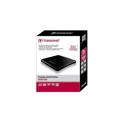 Transcend 8X DVD, SLIM TYPE, USB, BLACK Portable DVD Writer Black, Black, DVDąR/RW, USB 2.0, CD-R, DVD+R, DVD+R DL, DVD+RW, DVD-R, DVD-R