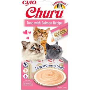 Inaba Foods Churu Пюре котешки тон с сьомга 4 x 14 г