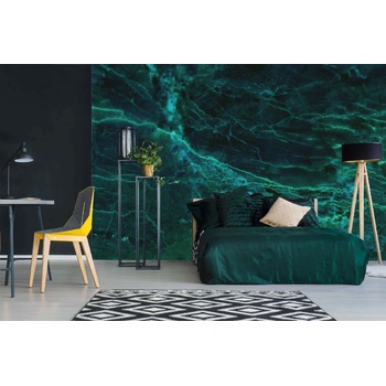 DIMEX ART s. r. o Самозалепваща се флизелинова фототапета текстура от тъмнозелен мрамор 375 x 250 см