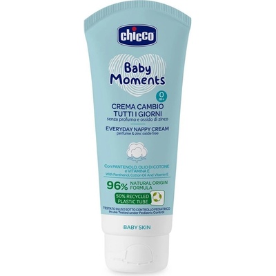 CHICCO Krém na dětský zadeček Baby Moments bez parfému na každý den 100 ml, 0m+