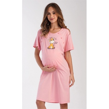 Dámska nočná košeľa materská Malá žirafa svetle lososová
