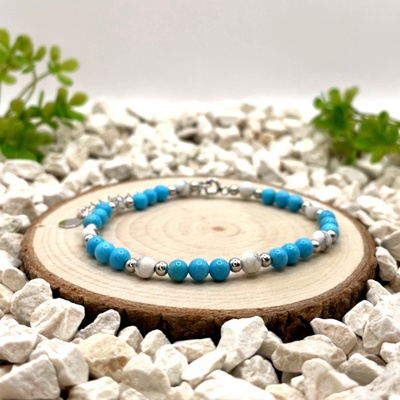 Certom stříbrný náramek magnezit tyrkenit 0109