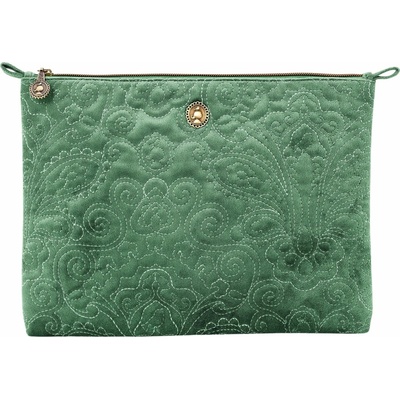 Pip Studio Charly Samt Quilty Days plochá kosmetická taška velká green