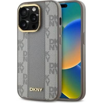 DKNY кожен кариран мономоно калъф MagSafe за iPhone 14 Pro - бежов (3666339259952)