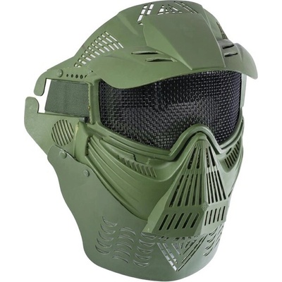 ! Wosport Airsoft maska so sieťkou a chráničom krku zelená