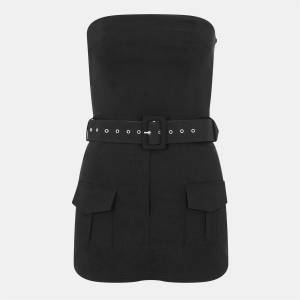 AX Paris Гащеризон AX Paris Stretch Cotton Strapless Belted Skort Playsuit - Black