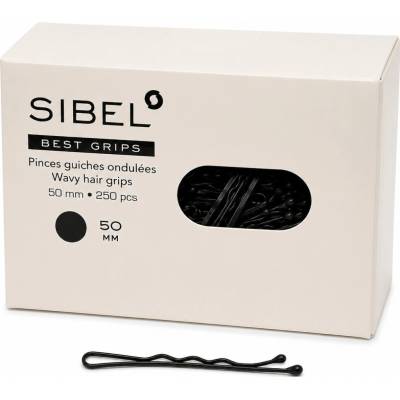 Sinelco Kadeřnické sponky Sibel Best Grips 50 mm – černé, 250 ks