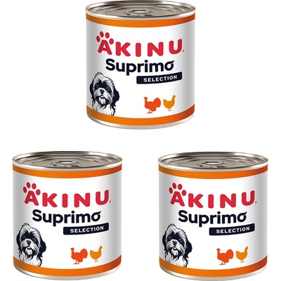 Akinu SUPRIMO SELECTION Konzerva s morčacím a kuracím mäsom pre psov 3 x 400 g