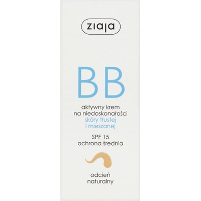 Ziaja BB Cream Oily and Mixed Skin bb krém pro mastnou a smíšenou pleť SPF15 Natural 50 ml – Zboží Dáma