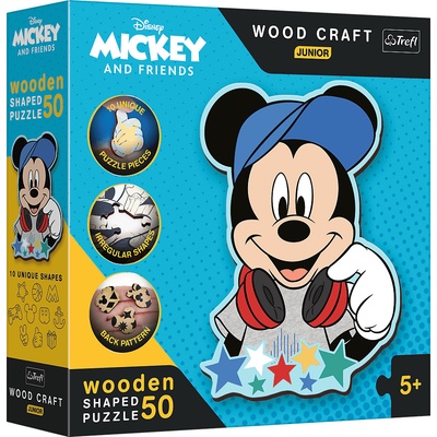 TREFL Wood Craft Junior Vo svete Mickeho Mouse 50 dielov