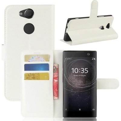 Litchi PU peněženkové na mobil Sony Xperia XA2 - bílé
