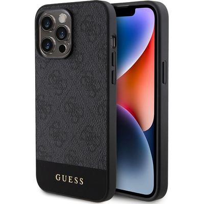 GUESS Гръб Guess PU 4G Stripe MagSafe Case за iPhone 15 Pro - Черен