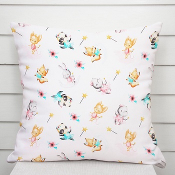 Biante Detská bavlna Sandra SA-671 Zvieratká baletky na bielom 50 x 50 cm