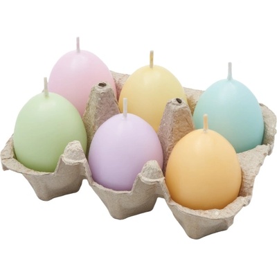 LCA Комплект свещи LCA - Великденски яйца, Pastel Mix, 6 броя